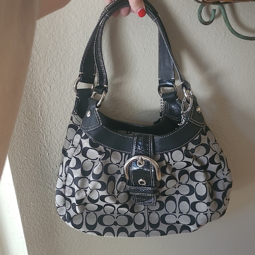 Coach Black and Gray Women's Shoulder Handbag